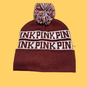 Victoria Secret PINK Womens Pom Pom Beanie Knit Hat
